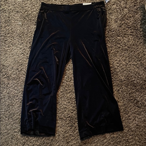 Black Velvet Wide-Leg ankle Pants - Picture 6 of 6